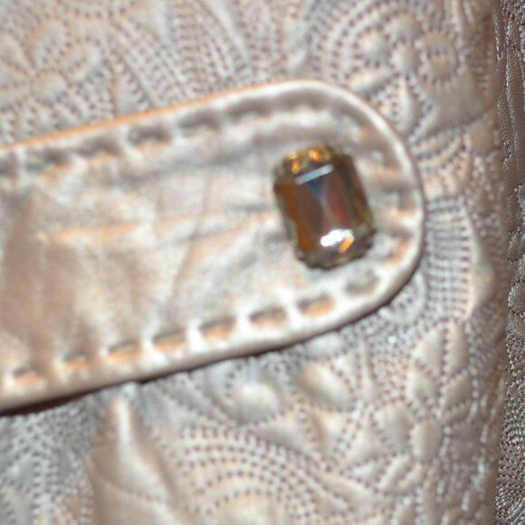 Peter Nygard 16 Dark Silver Genuine Leather Jacket Crystal Buttons - Picture 5 of 11